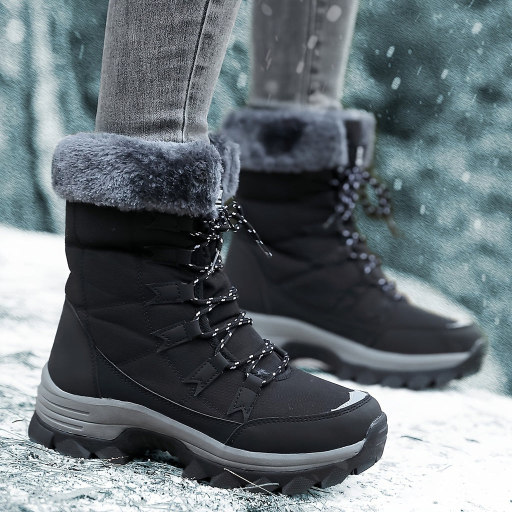 Damen Warme Winterstiefel – Braunes Leder, Wasserdicht und Isolierend für Kalte Tage