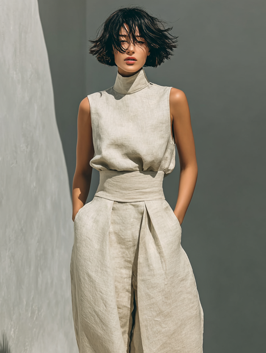 Maria | Minimalistisches Oberteil & Weite Hosen-Set für Damen