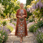 Aura | Abito Lungo Stampato con Gilet Coordinato