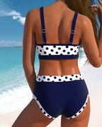 Liesbeth | Hochtaillierter Punkte-Bikini im Patchwork-Design