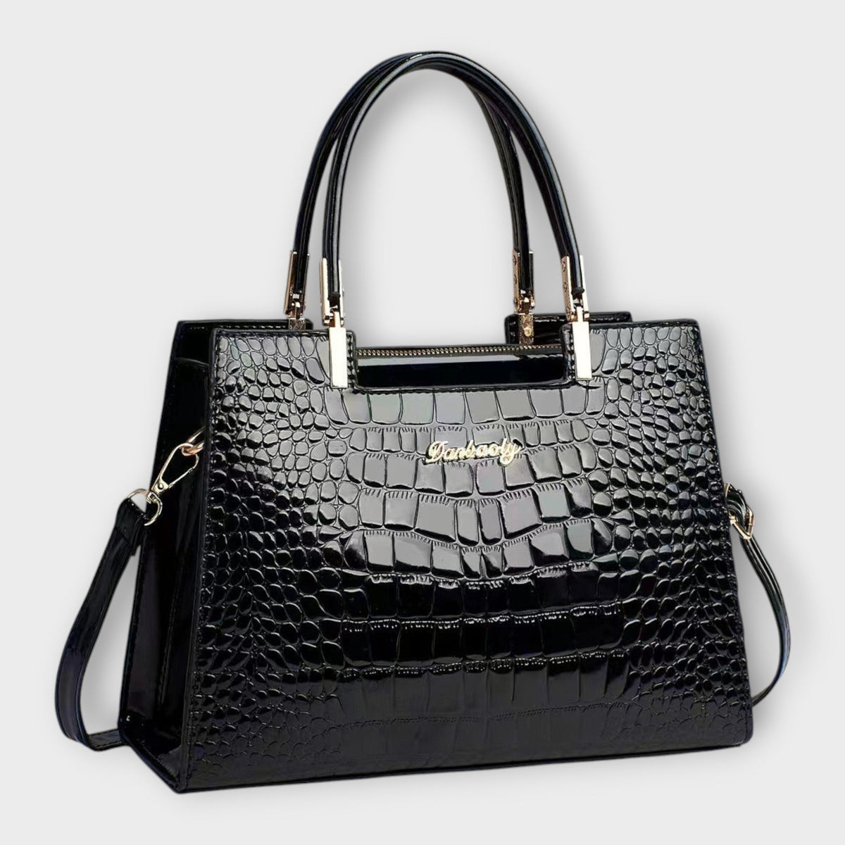 Olivia - Glänzende Krokodilprägung Handtasche