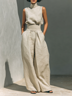 Maria | Minimalistisches Oberteil & Weite Hosen-Set für Damen