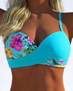 Kontrastierender Gedruckter Bikini-Bralette
