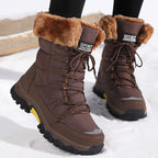 Damen Warme Winterstiefel – Braunes Leder, Wasserdicht und Isolierend für Kalte Tage