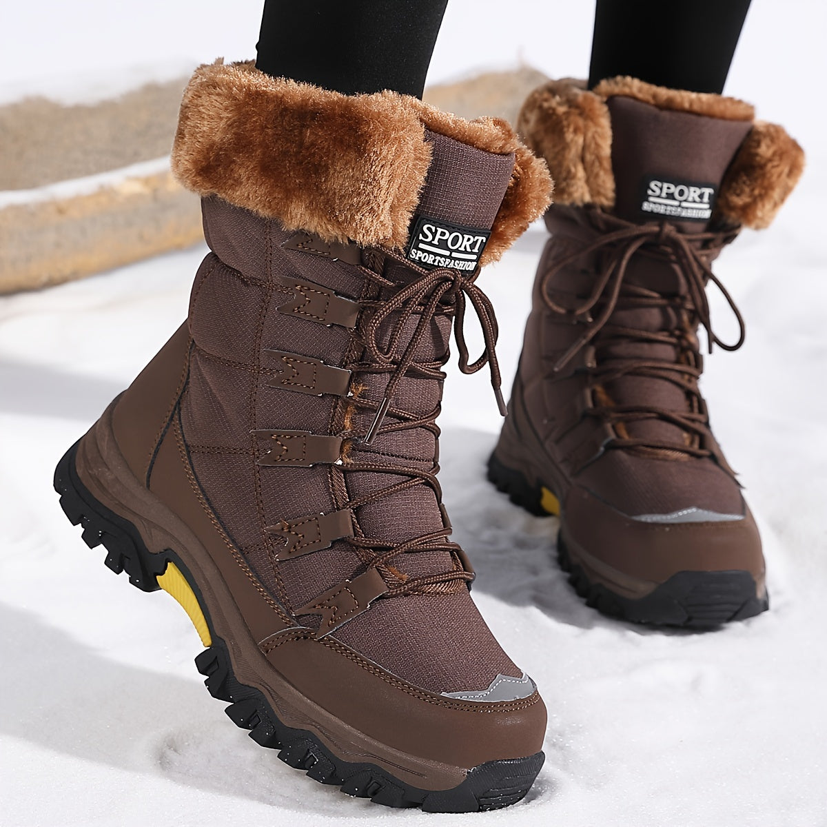 Damen Warme Winterstiefel – Braunes Leder, Wasserdicht und Isolierend für Kalte Tage