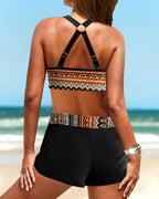 Maryan | Bikini mit Geometrischem Muster und Hohem Elastischen Bund