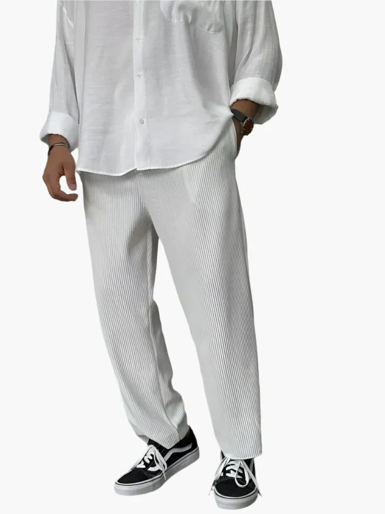 Herren Relax Fit Plissee Hose – Eleganter und Bequemer Alltags- und Business-Look