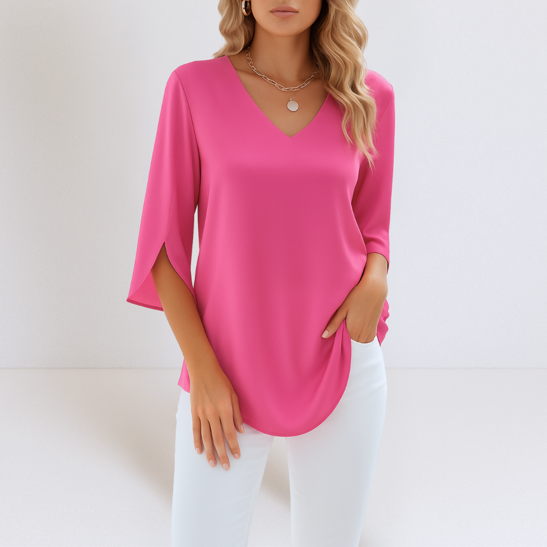 SOPHIE | Elegante Bluse mit V-Ausschnitt und geschlitzten Ärmeln