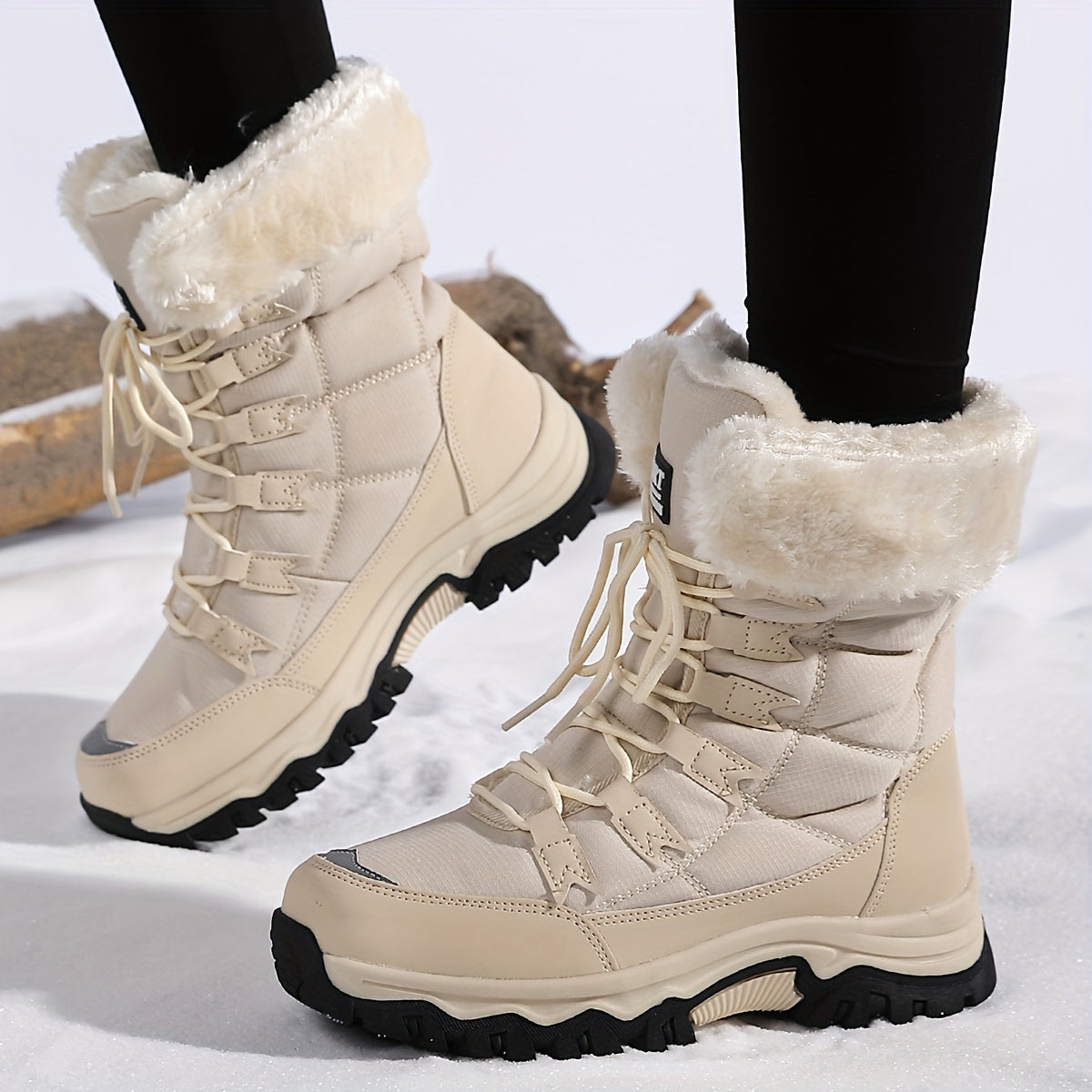 Damen Warme Winterstiefel – Braunes Leder, Wasserdicht und Isolierend für Kalte Tage