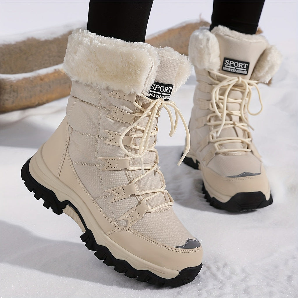 Damen Warme Winterstiefel – Braunes Leder, Wasserdicht und Isolierend für Kalte Tage