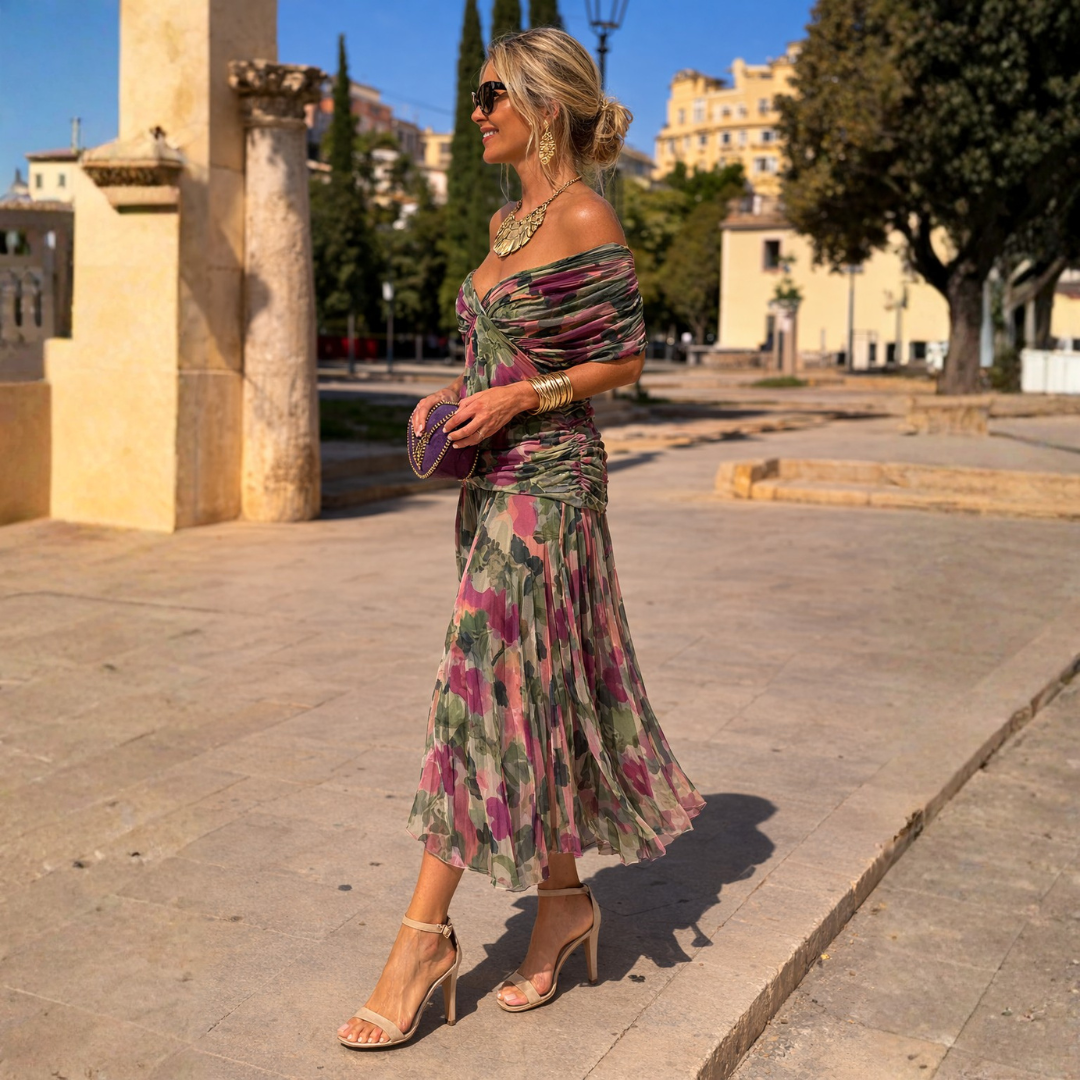 Lydia | Off-Shoulder Maxi-Kleid