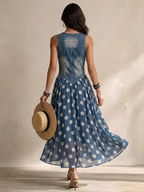 Adeline | Langes Denim-Kleid mit Punkten