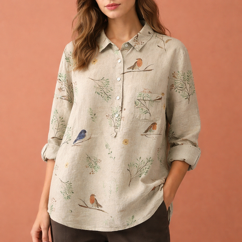 VIONA | Blumenmuster Bluse mit langen Ärmeln und Kragen für Damen