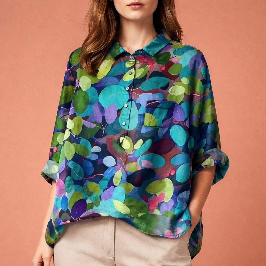 VIONA | Blumenmuster Bluse mit langen Ärmeln und Kragen für Damen