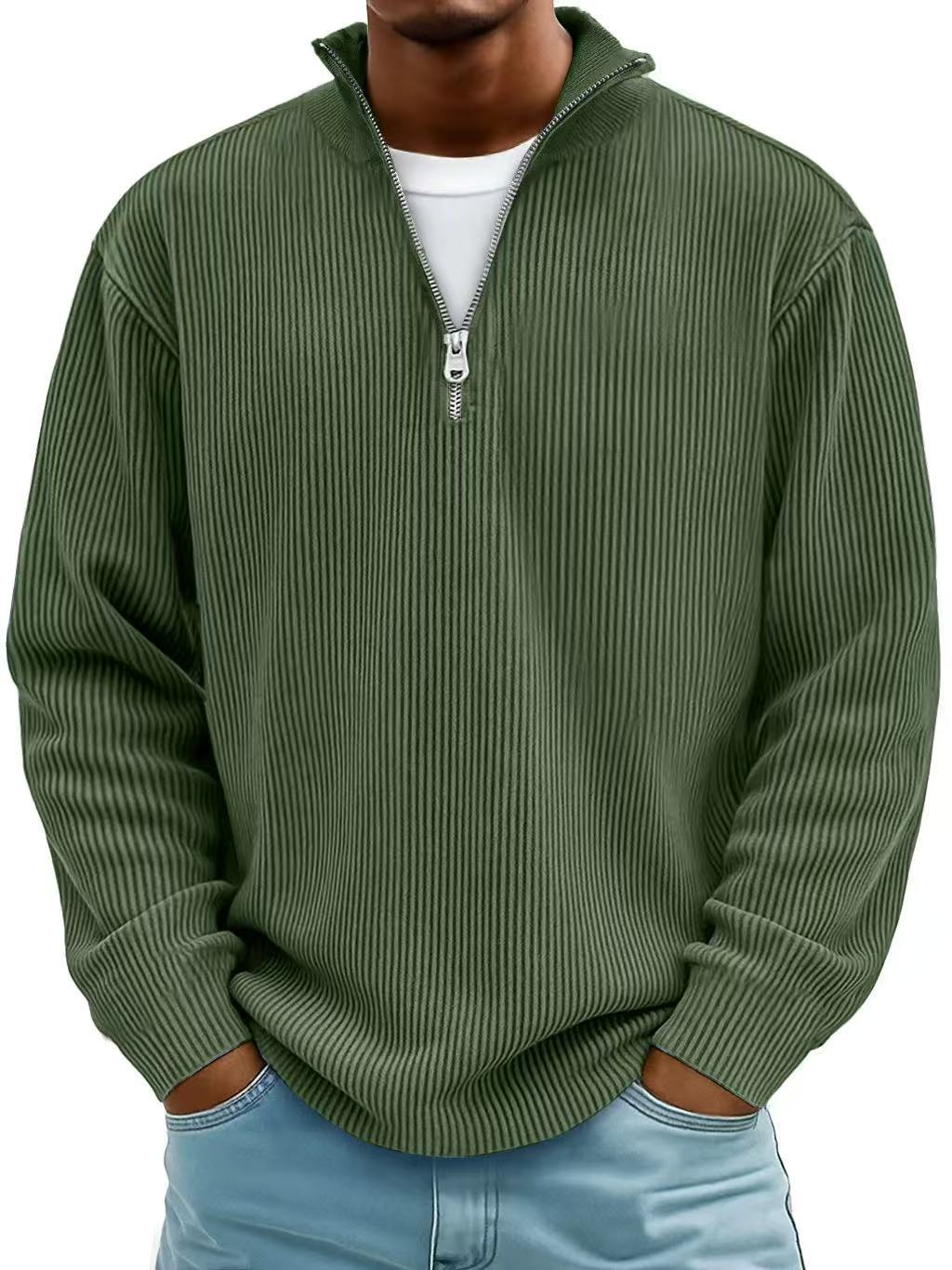 Paul | Gerippter Pullover mit Viertelreißverschluss und langen Ärmeln