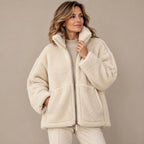 Celeste Luxe Teddy Coat – Oversized Shearling-Stil mit Stehkragen & Reißverschluss