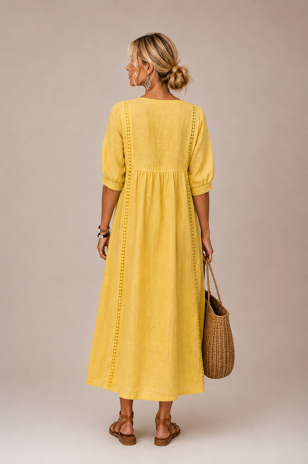MILA | Leinen-Baumwollkleid mit Spitze (1 Kaufen, 1 GRATIS dazu)