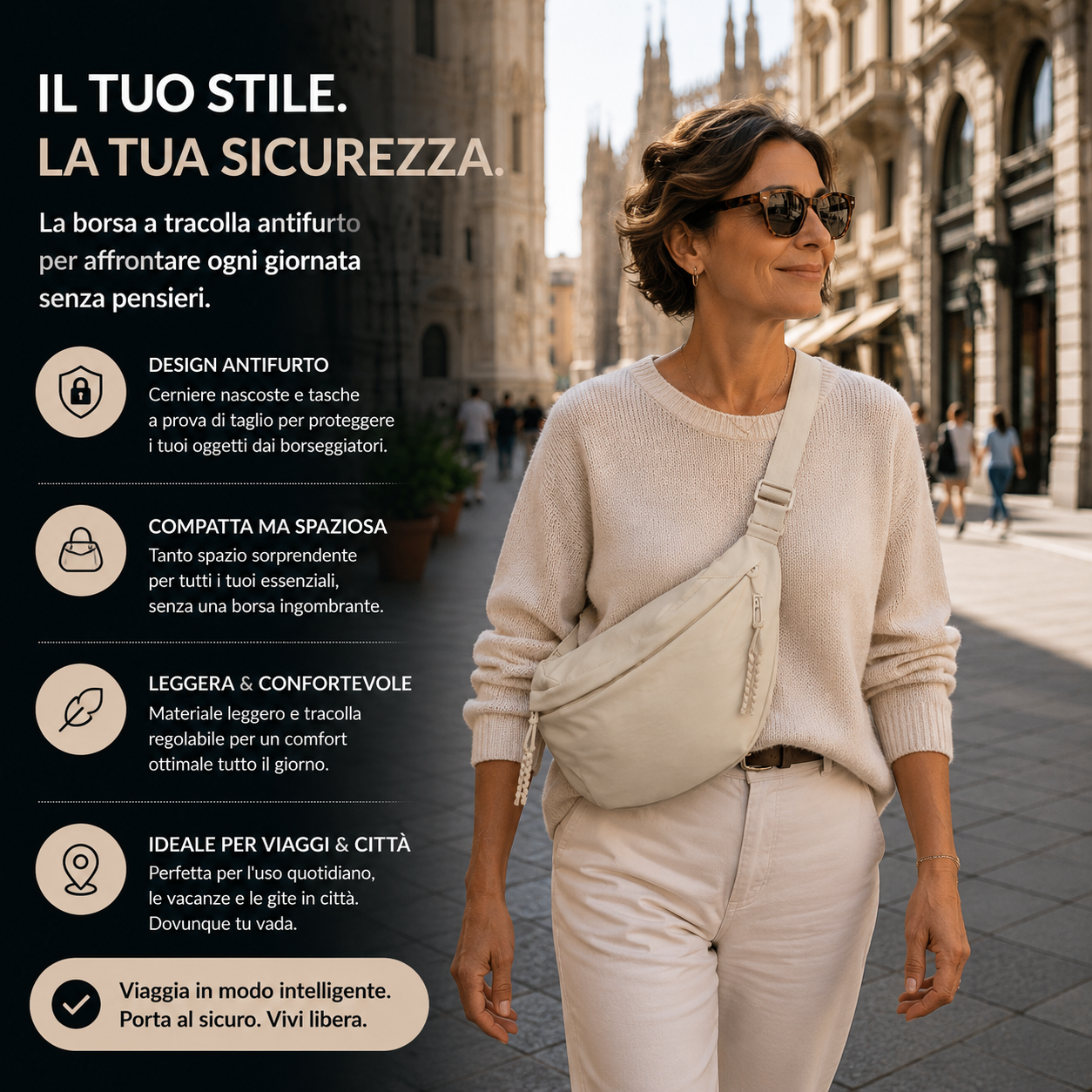 Rossana | Schultertasche Beige