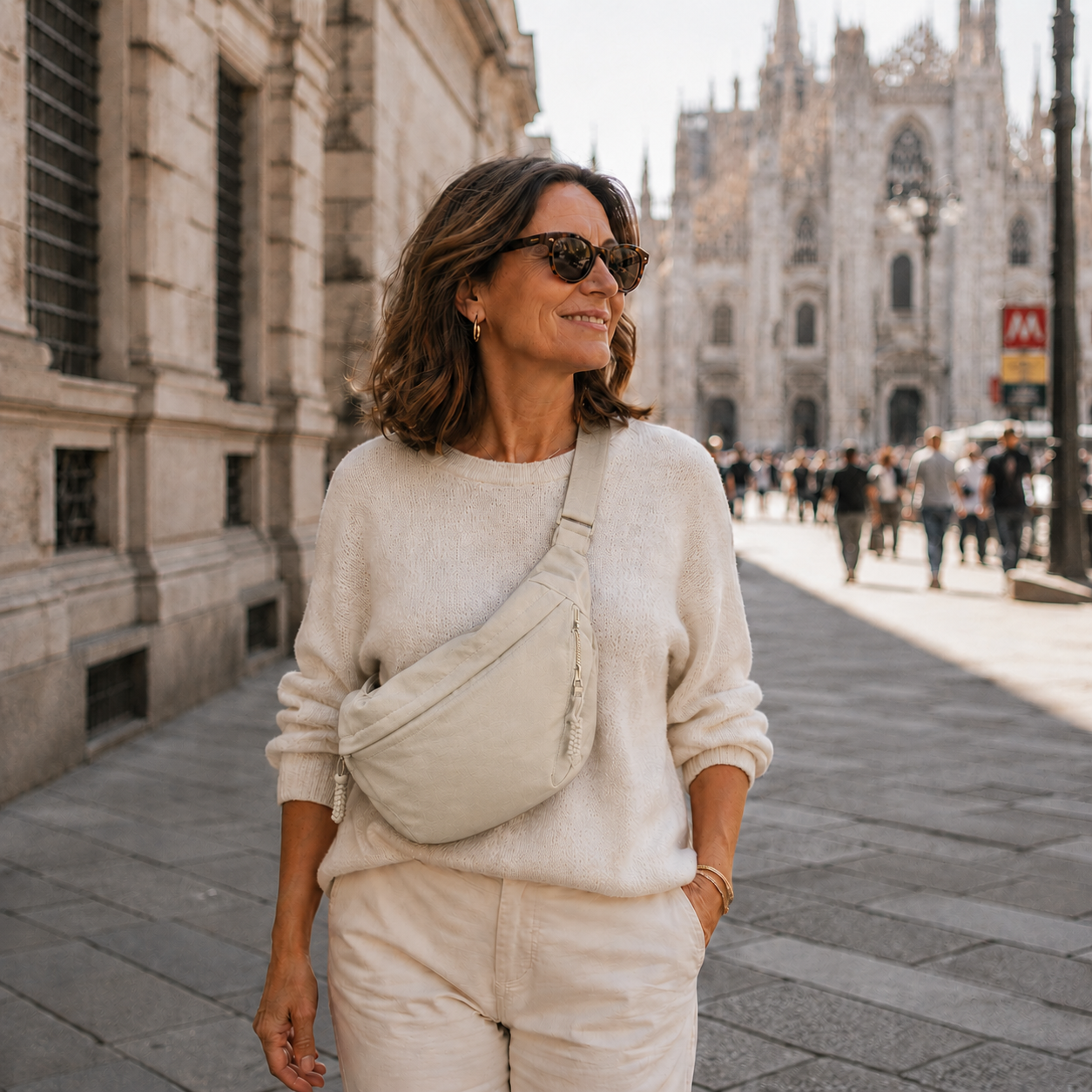 Rossana | Schultertasche Beige