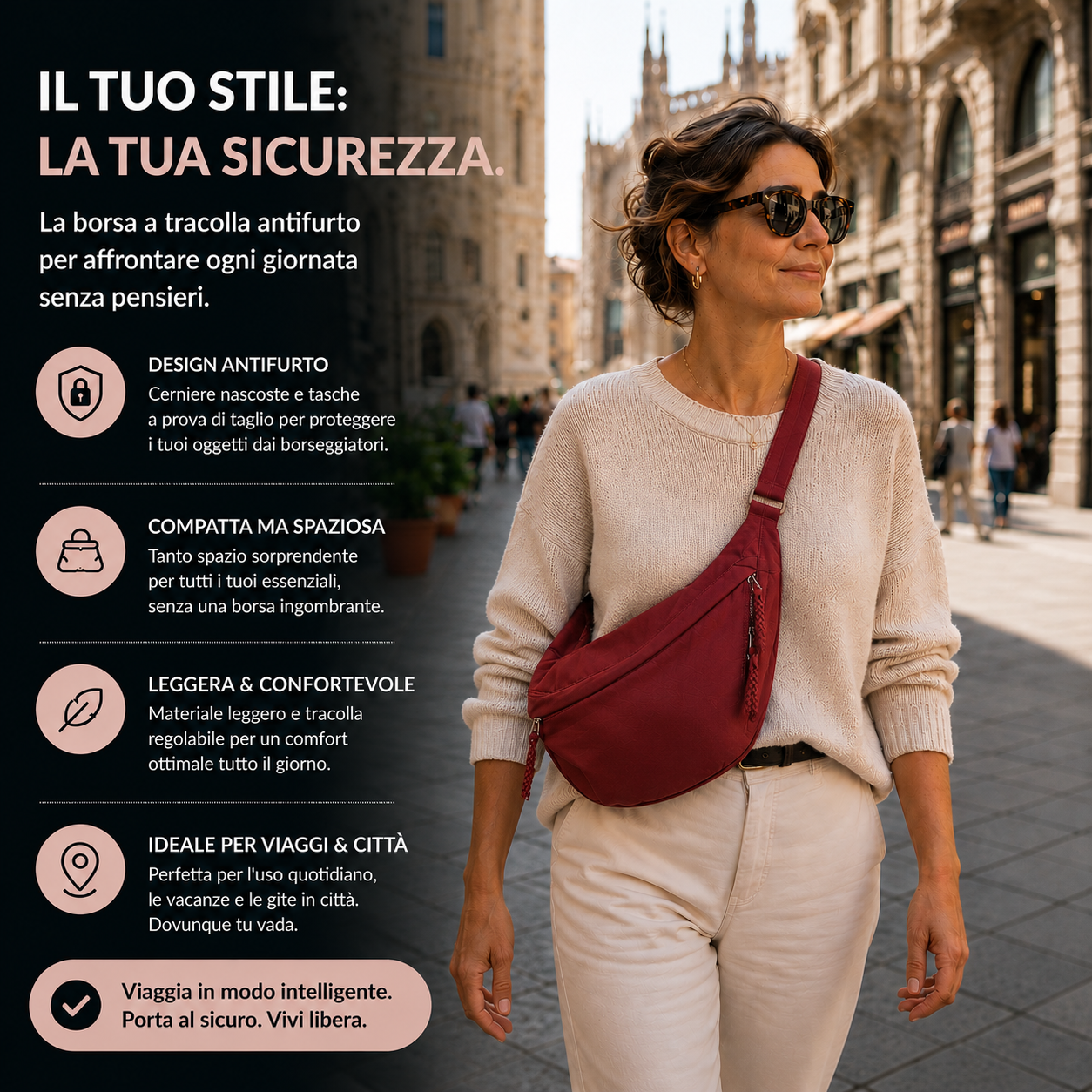 Serafina | Schultertasche Bordeaux