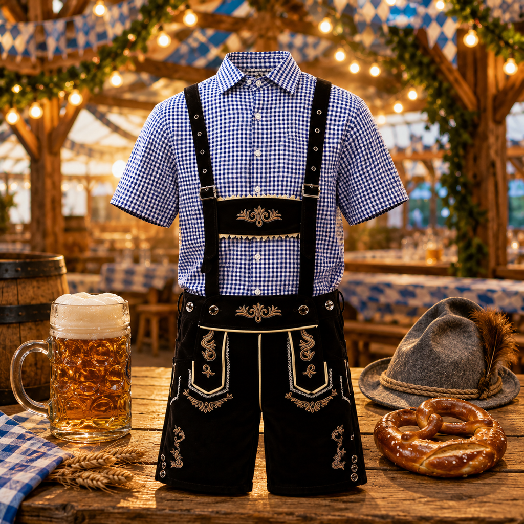 Ludwig | Herren Trachten-Set mit Lederhosen & Karo-Hemd
