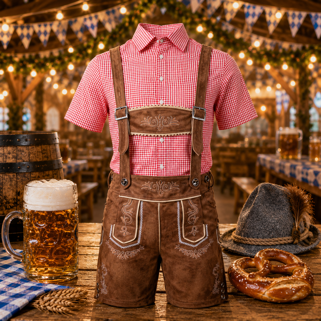 Ludwig | Herren Trachten-Set mit Lederhosen & Karo-Hemd