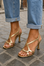 Isabella | Goldene Sommer-Charm-Absatzschuhe