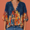 MIREYA | Bedruckte Bluse mit V-Ausschnitt und Knopfverschluss für Damen