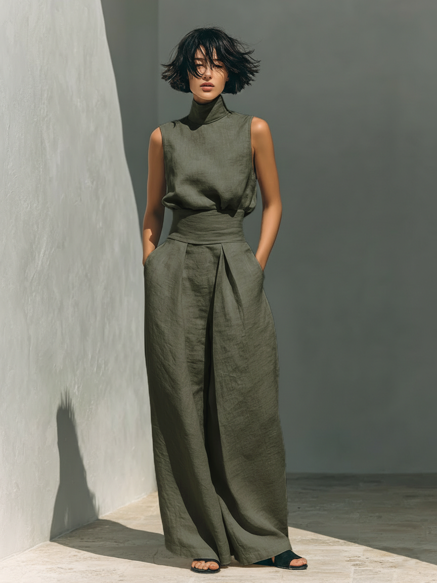 Maria | Minimalistisches Oberteil & Weite Hosen-Set für Damen