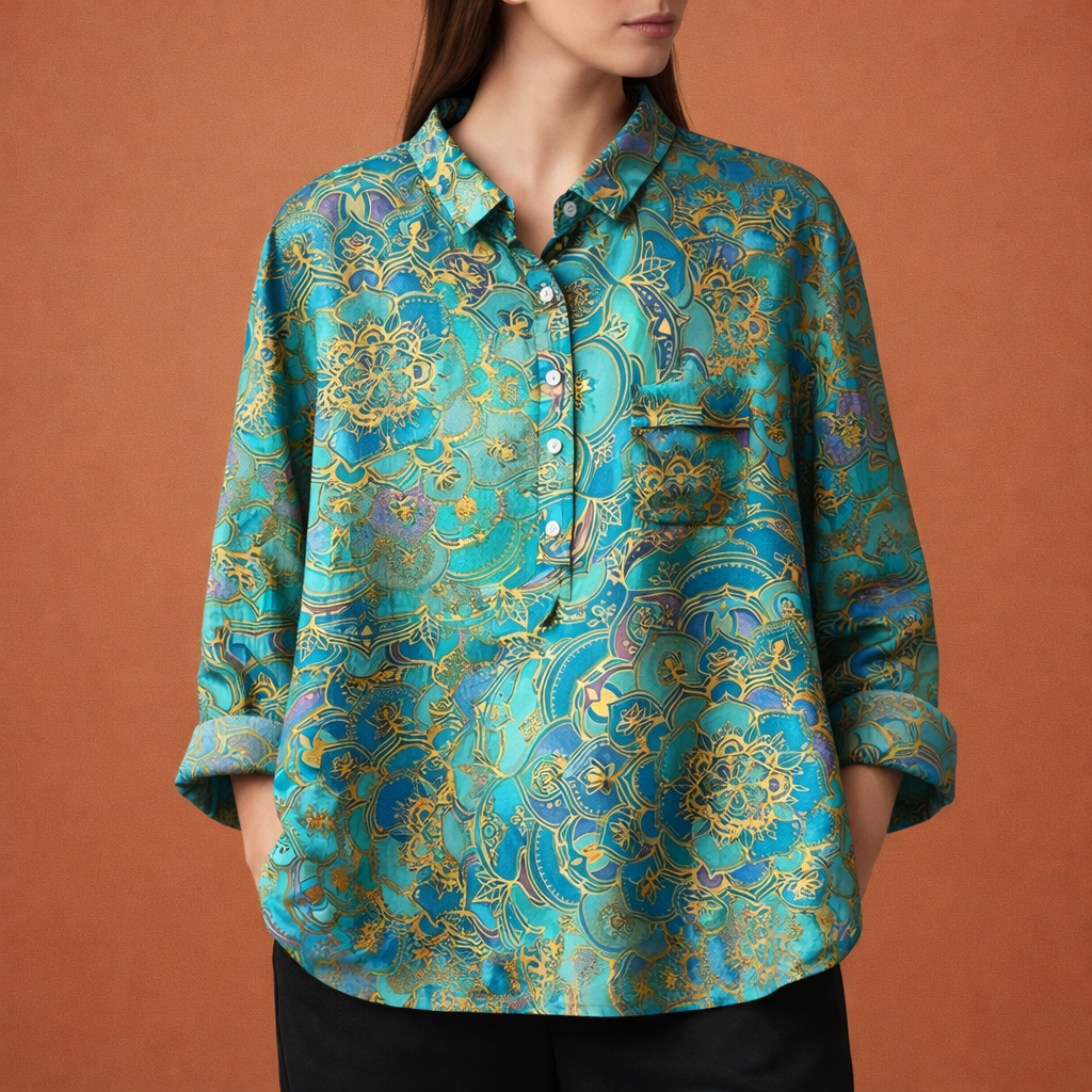 VIONA | Blumenmuster Bluse mit langen Ärmeln und Kragen für Damen
