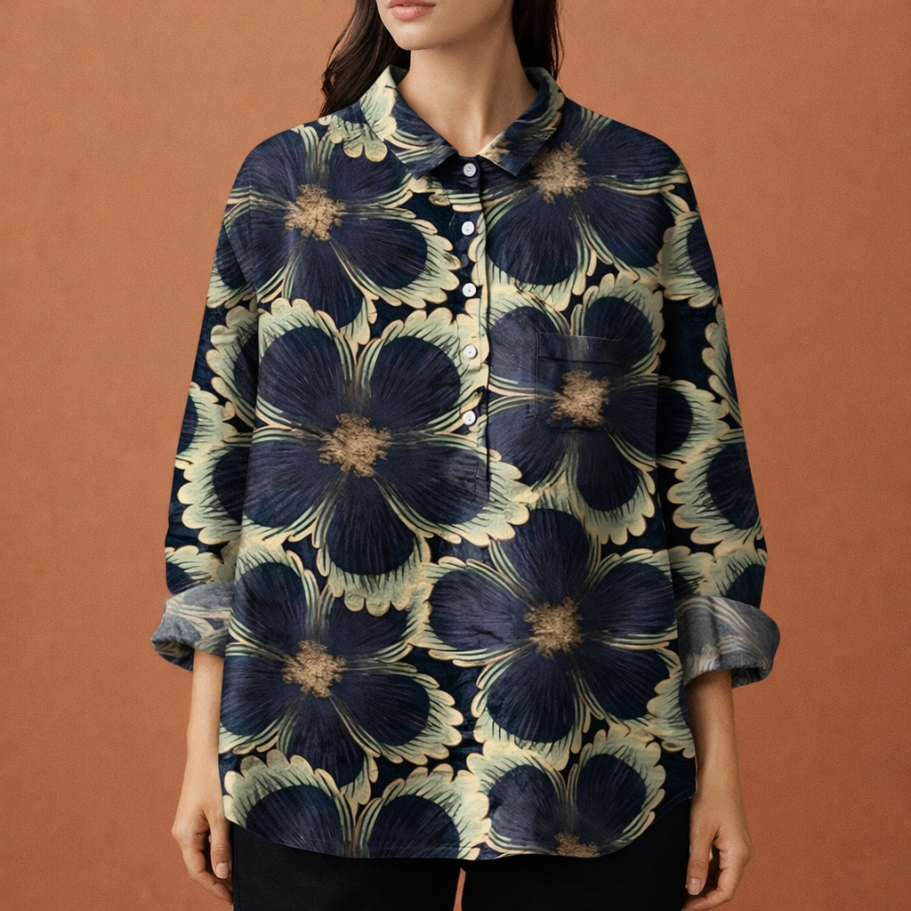 VIONA | Blumenmuster Bluse mit langen Ärmeln und Kragen für Damen