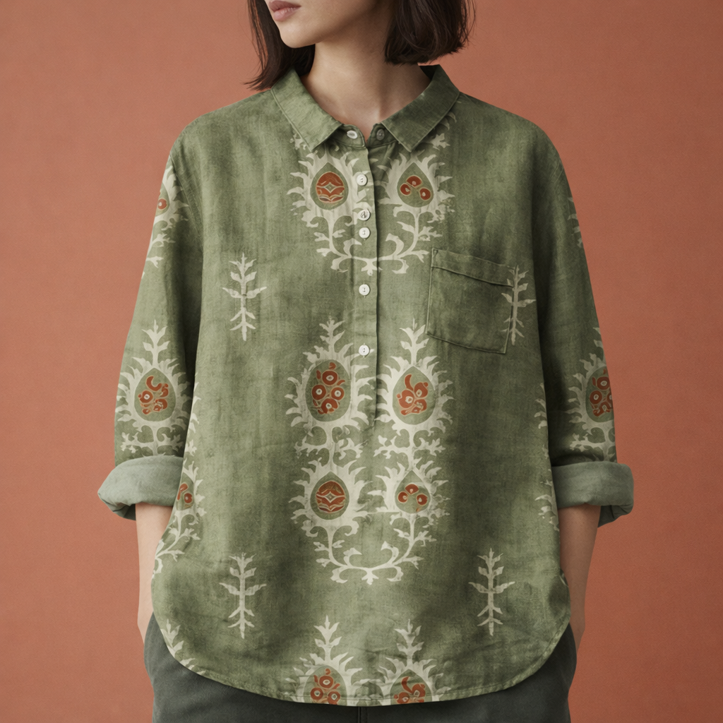 VIONA | Blumenmuster Bluse mit langen Ärmeln und Kragen für Damen
