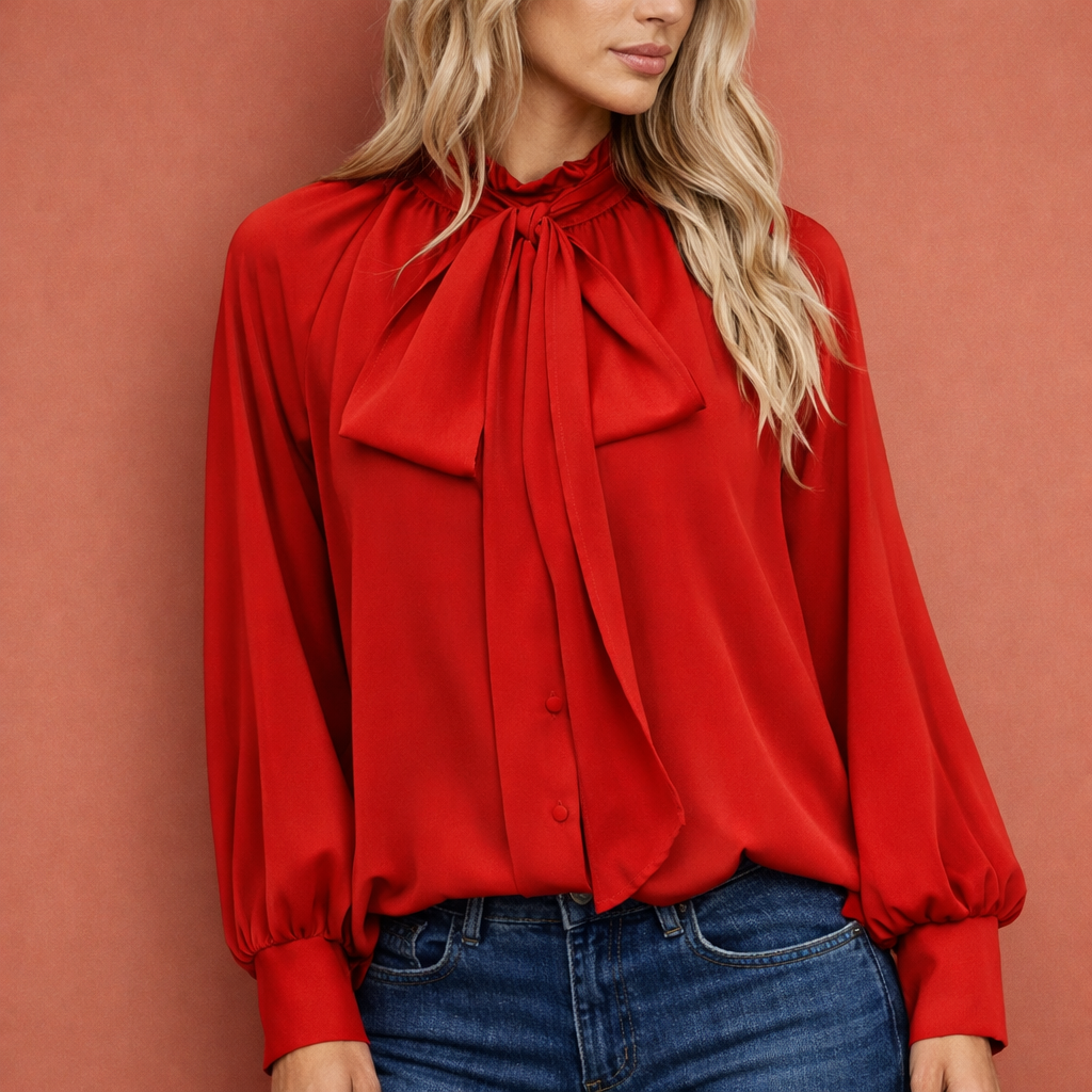 JUDITH | Elegante Damenbluse mit Schleife und lockerer Passform