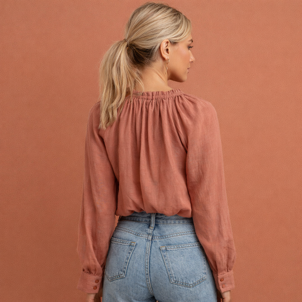 DANIQUE | Transparente Volantbluse für Damen mit Statementärmeln