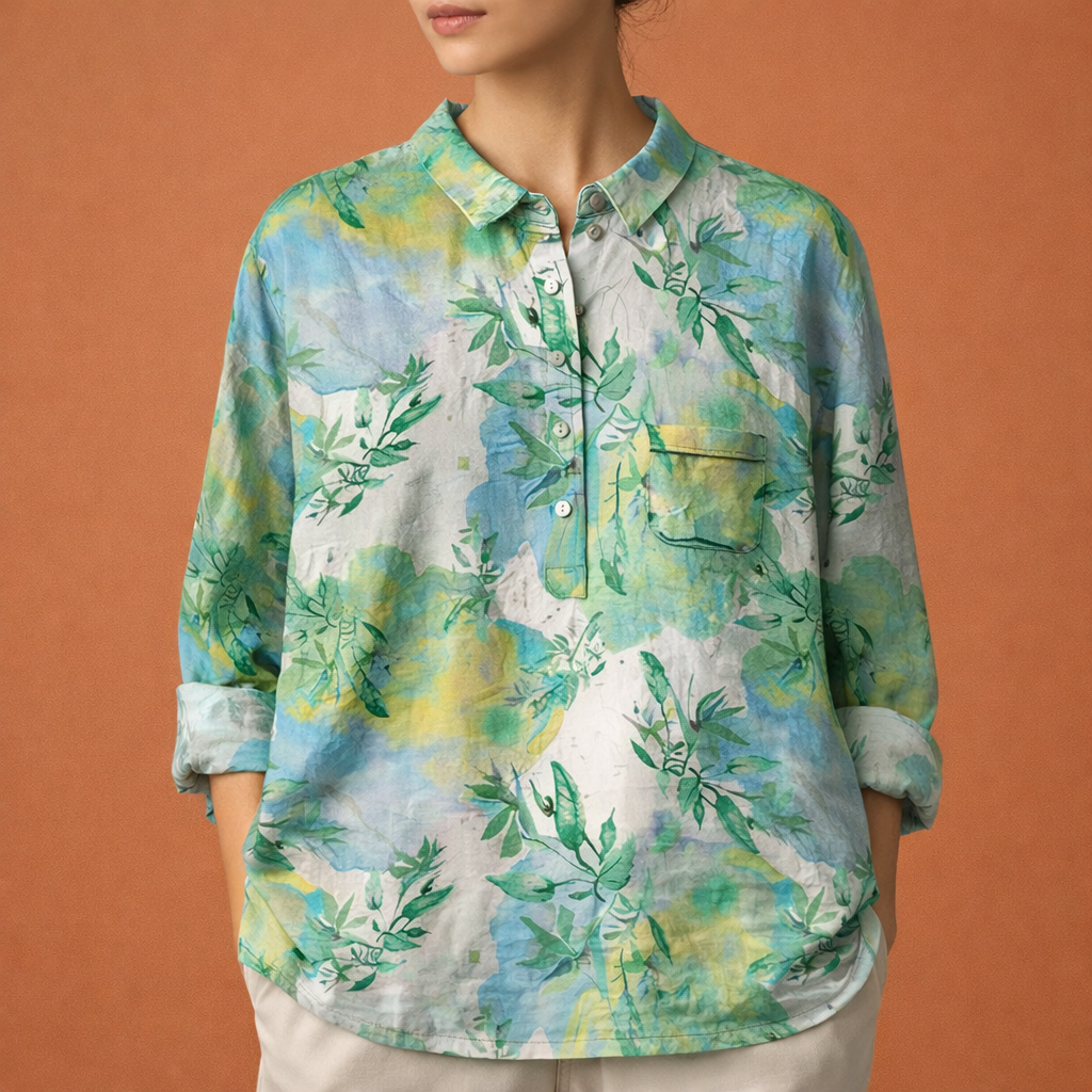 VIONA | Blumenmuster Bluse mit langen Ärmeln und Kragen für Damen