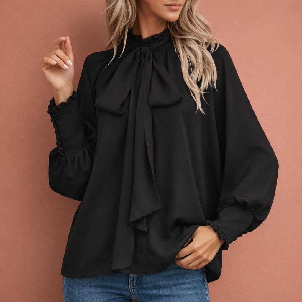 JUDITH | Elegante Damenbluse mit Schleife und lockerer Passform