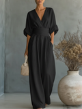 Alessia | Elegante Tuta con Scollo a V e Vita Alta