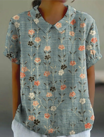 NOÉMIE | Bluse im herbstlichen Blumenmuster aus Hanfgewebe
