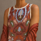 Aura | Abito Lungo Stampato con Gilet Coordinato
