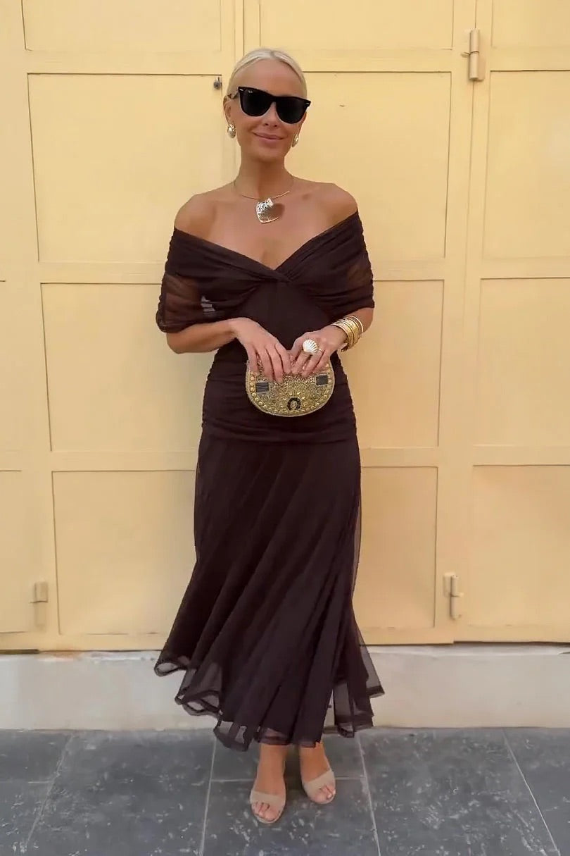 Lydia | Off-Shoulder Maxi-Kleid