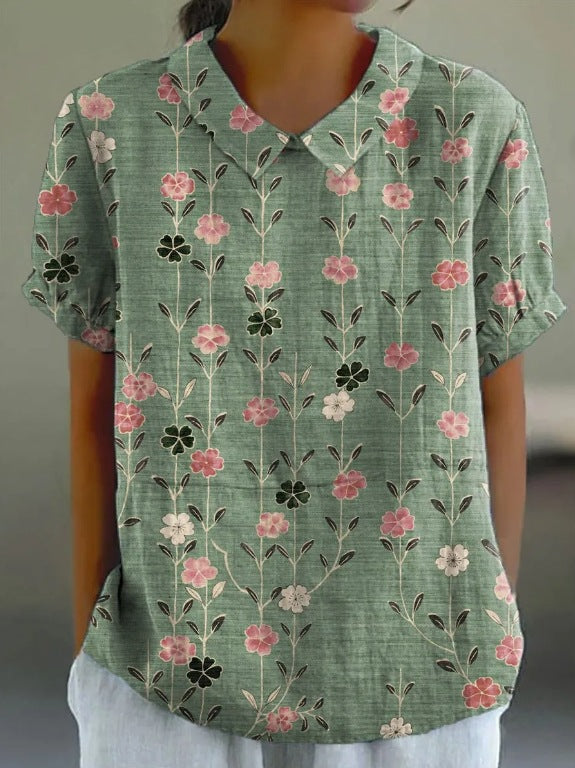 NOÉMIE | Bluse im herbstlichen Blumenmuster aus Hanfgewebe