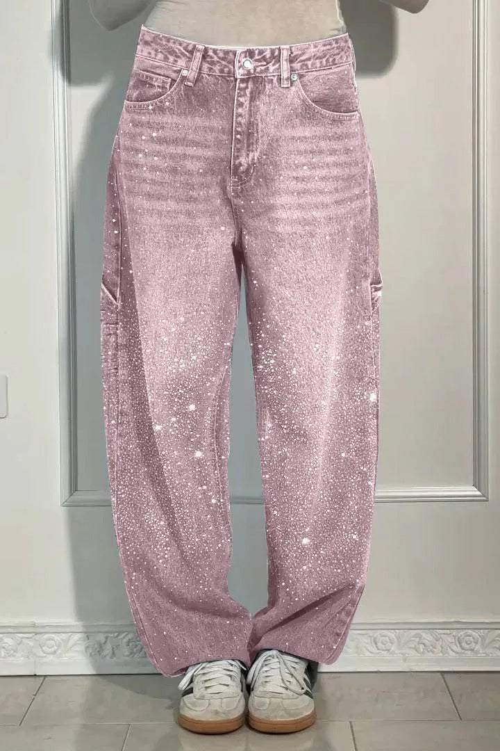 TIRZA | Glamouröse Wide-Leg Jeans mit Strassdetails