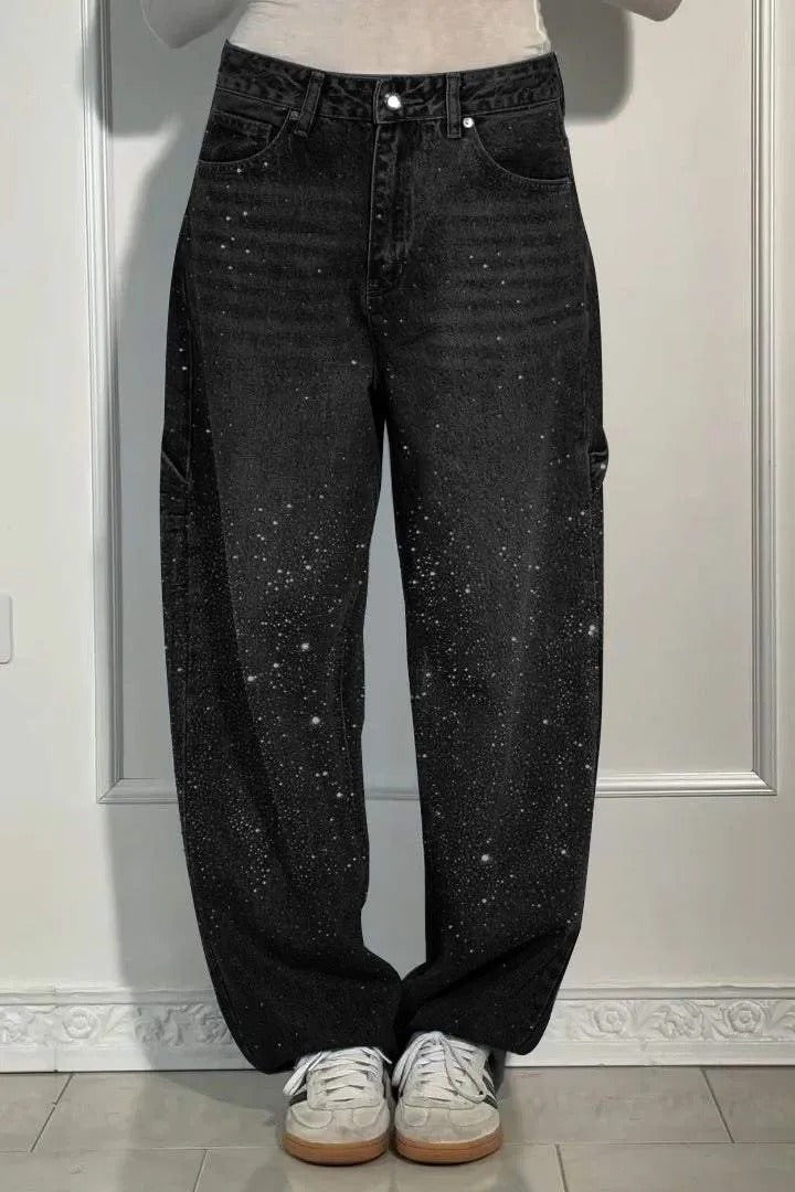TIRZA | Glamouröse Wide-Leg Jeans mit Strassdetails