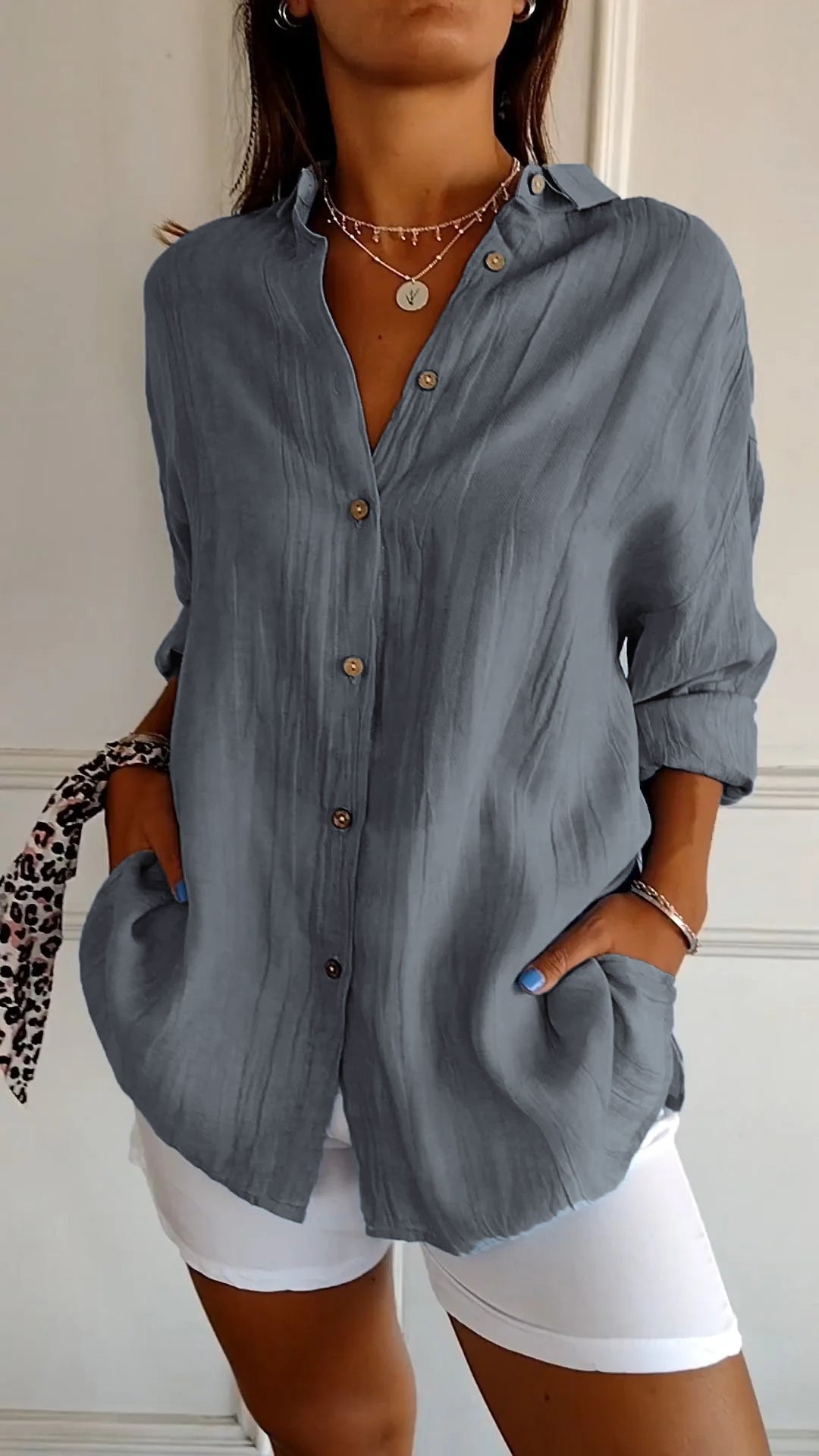 IRMA | Damen Hemdbluse mit Knopfleiste und Lockerem Schnitt