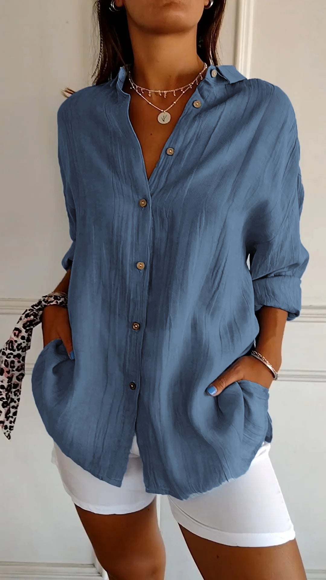IRMA | Damen Hemdbluse mit Knopfleiste und Lockerem Schnitt