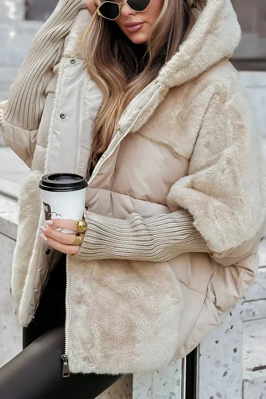 Kris Oversized Winterjacke | Damenjacke mit Kapuze und mehrfarbigem Design