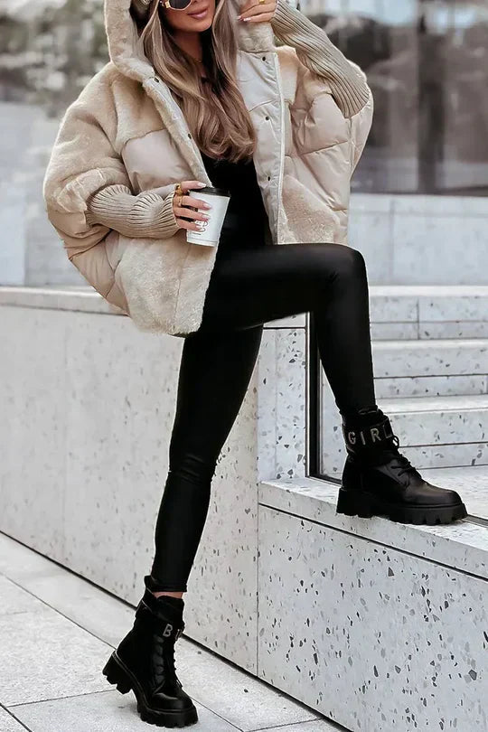 Kris Oversized Winterjacke | Damenjacke mit Kapuze und mehrfarbigem Design
