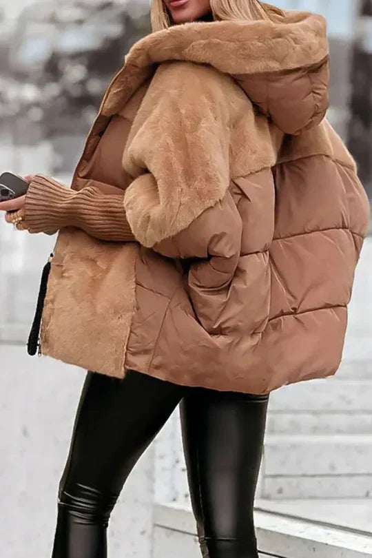 Kris Oversized Winterjacke | Damenjacke mit Kapuze und mehrfarbigem Design