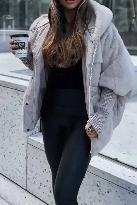 Kris Oversized Winterjacke | Damenjacke mit Kapuze und mehrfarbigem Design
