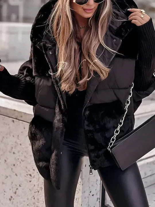 Kris Oversized Winterjacke | Damenjacke mit Kapuze und mehrfarbigem Design